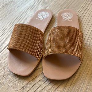 Vince Camuto Jaquell Rhinestone Jelly Slide Sandals in Blush (Size 5)